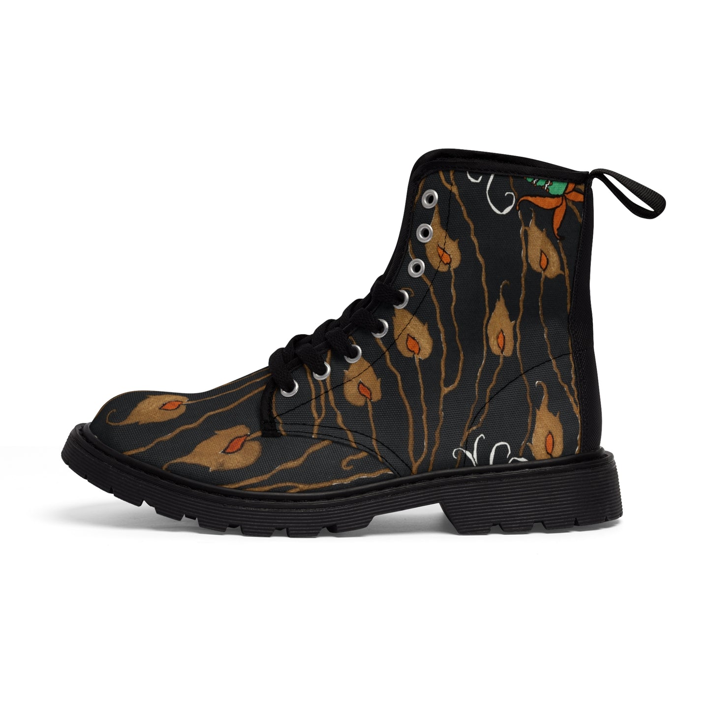 Black Flower Women's Canvas Boots