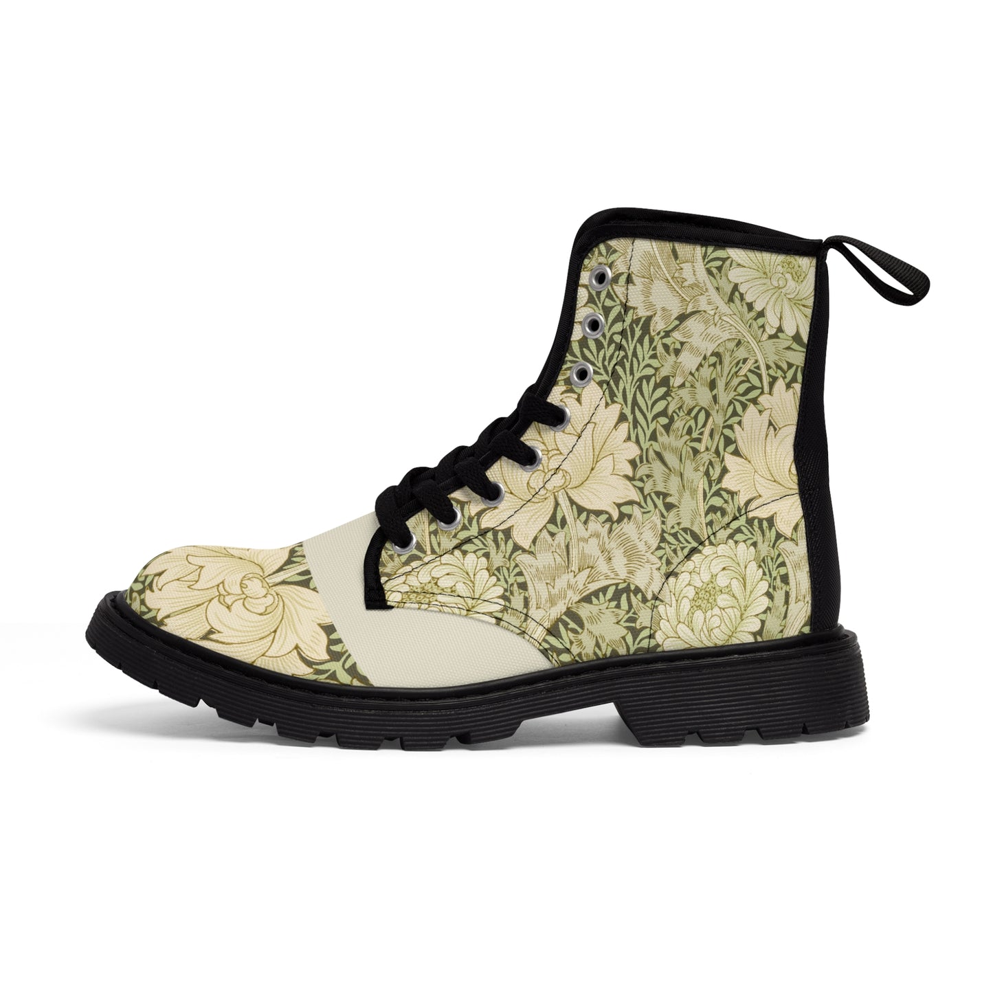 Cream Flowers Women's Canvas Boots