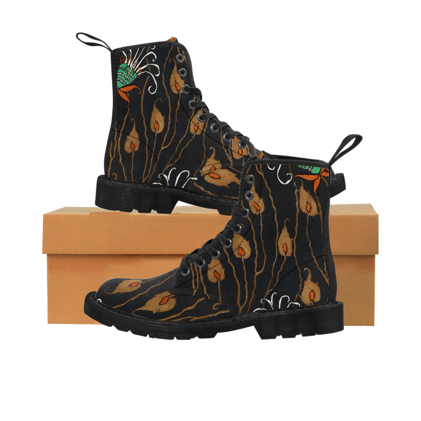 Black Flower Women's Canvas Boots