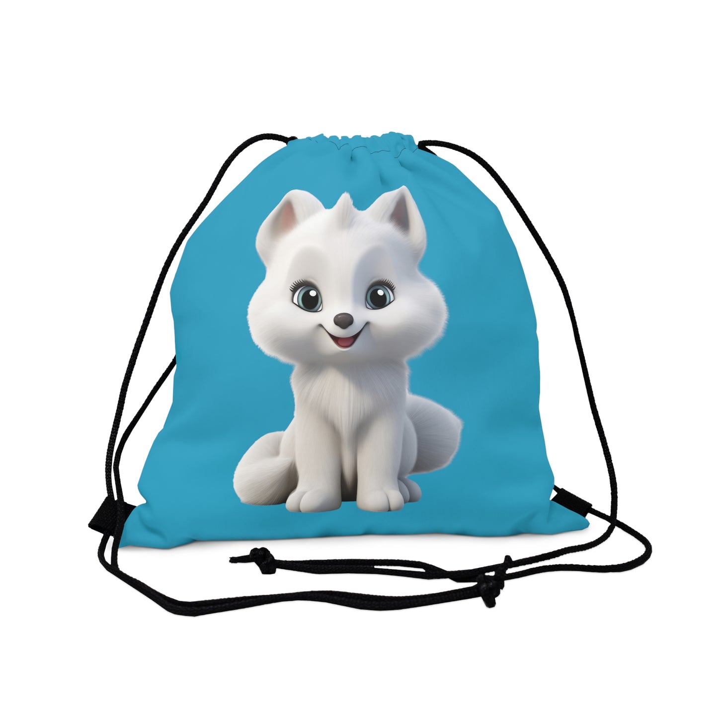 White Litte Fox Outdoor Drawstring Bag