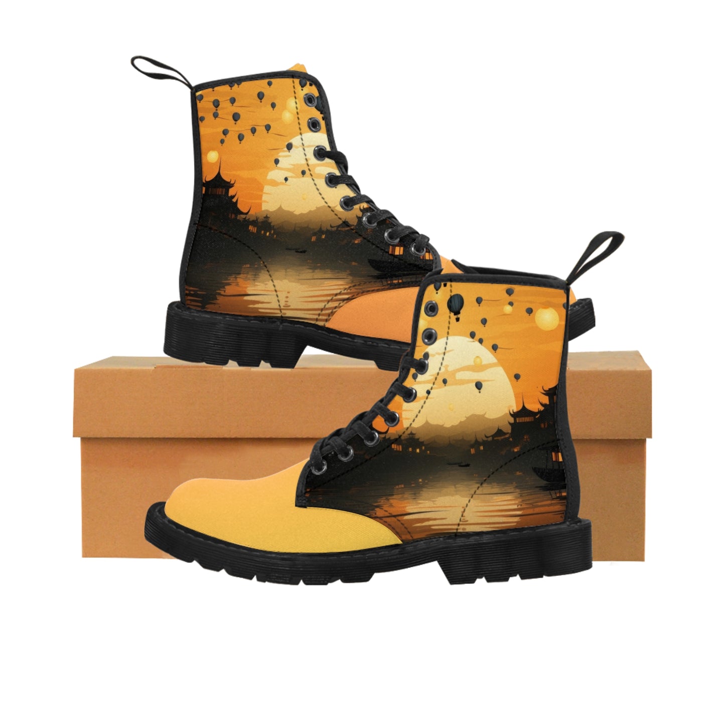 Yellow Sunset Women's Canvas Boots