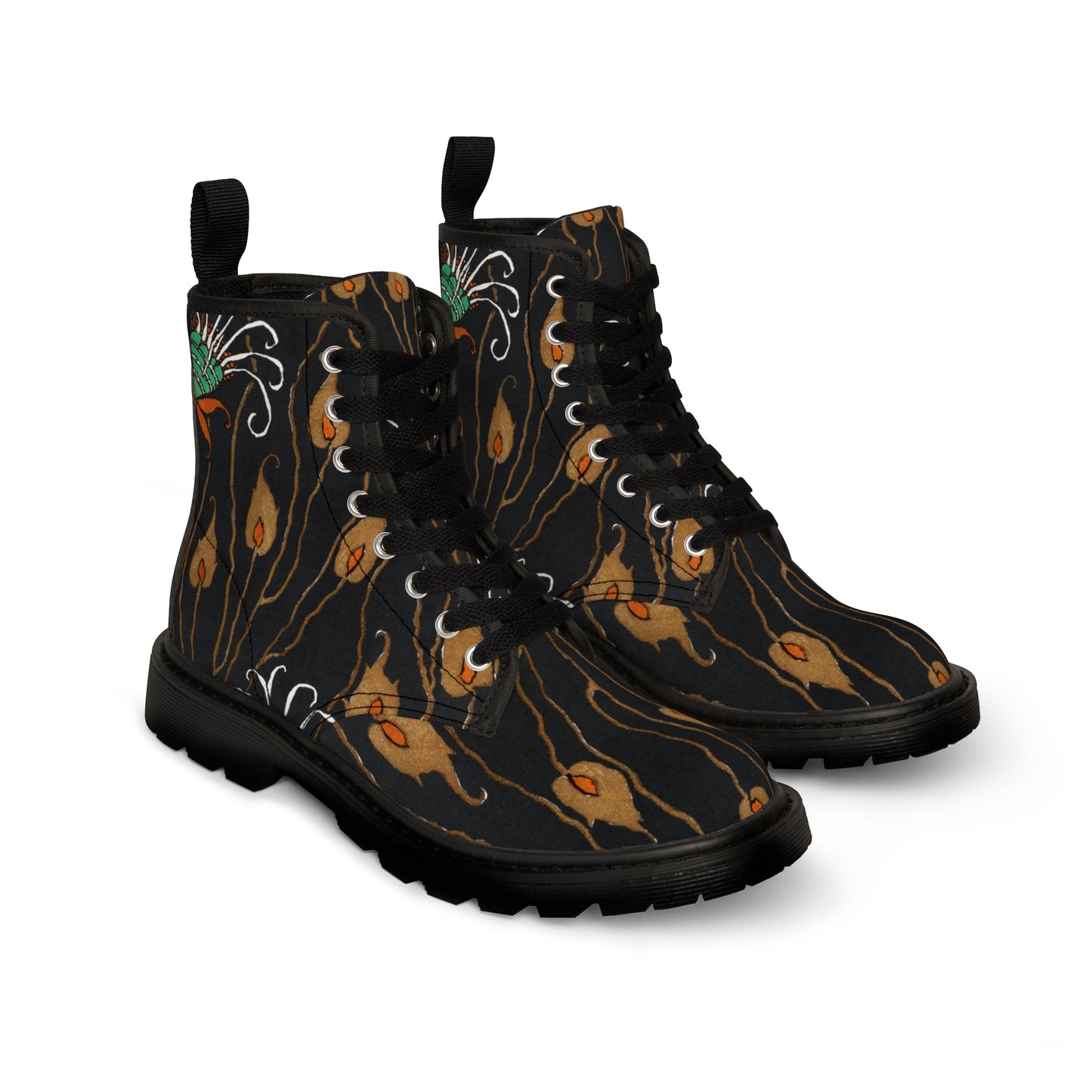 Black Flower Women's Canvas Boots