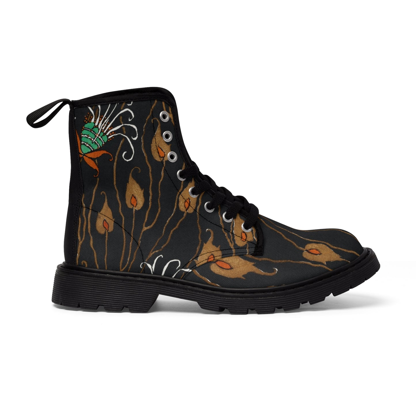 Black Flower Women's Canvas Boots