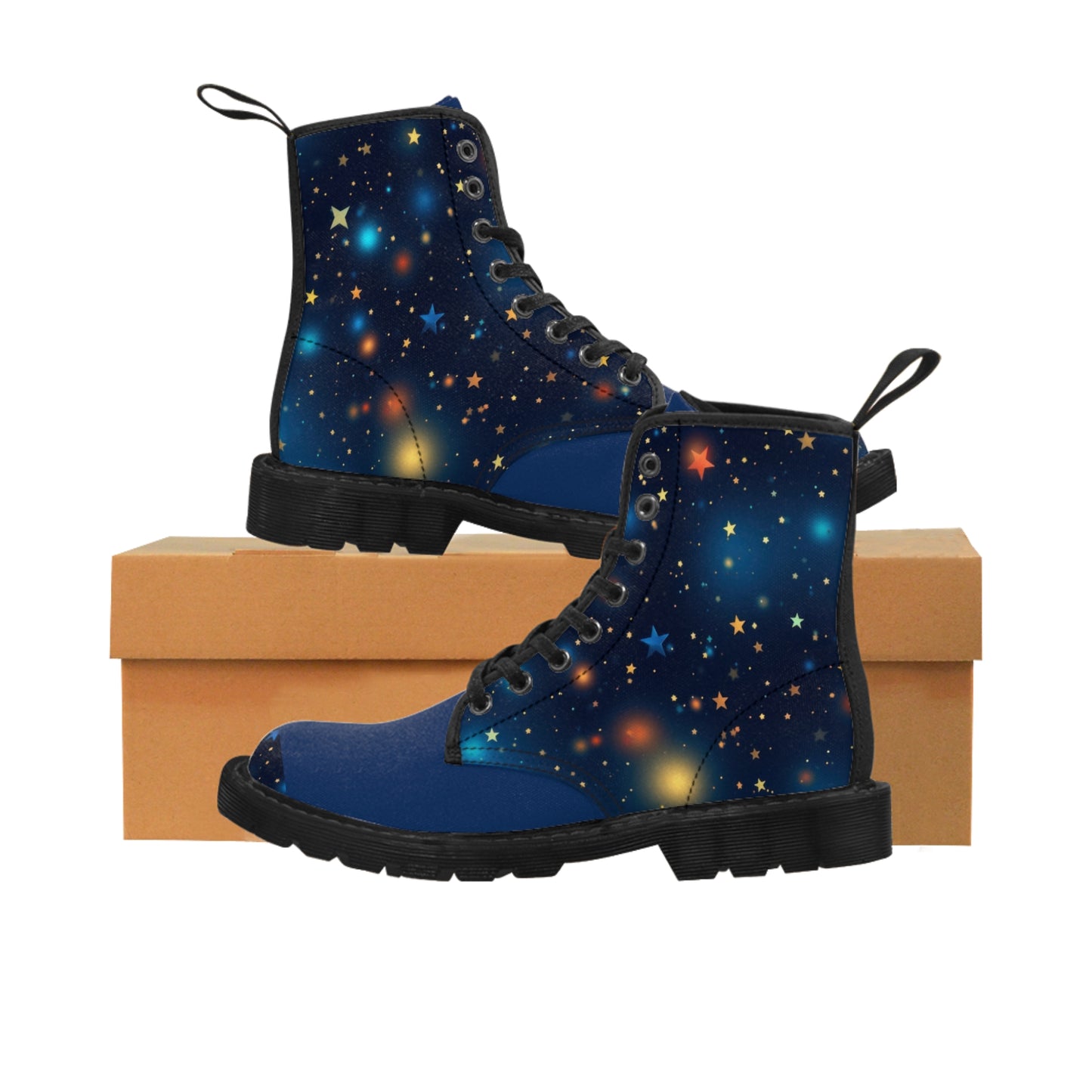 Dark Blue Stars Women's Canvas Boots