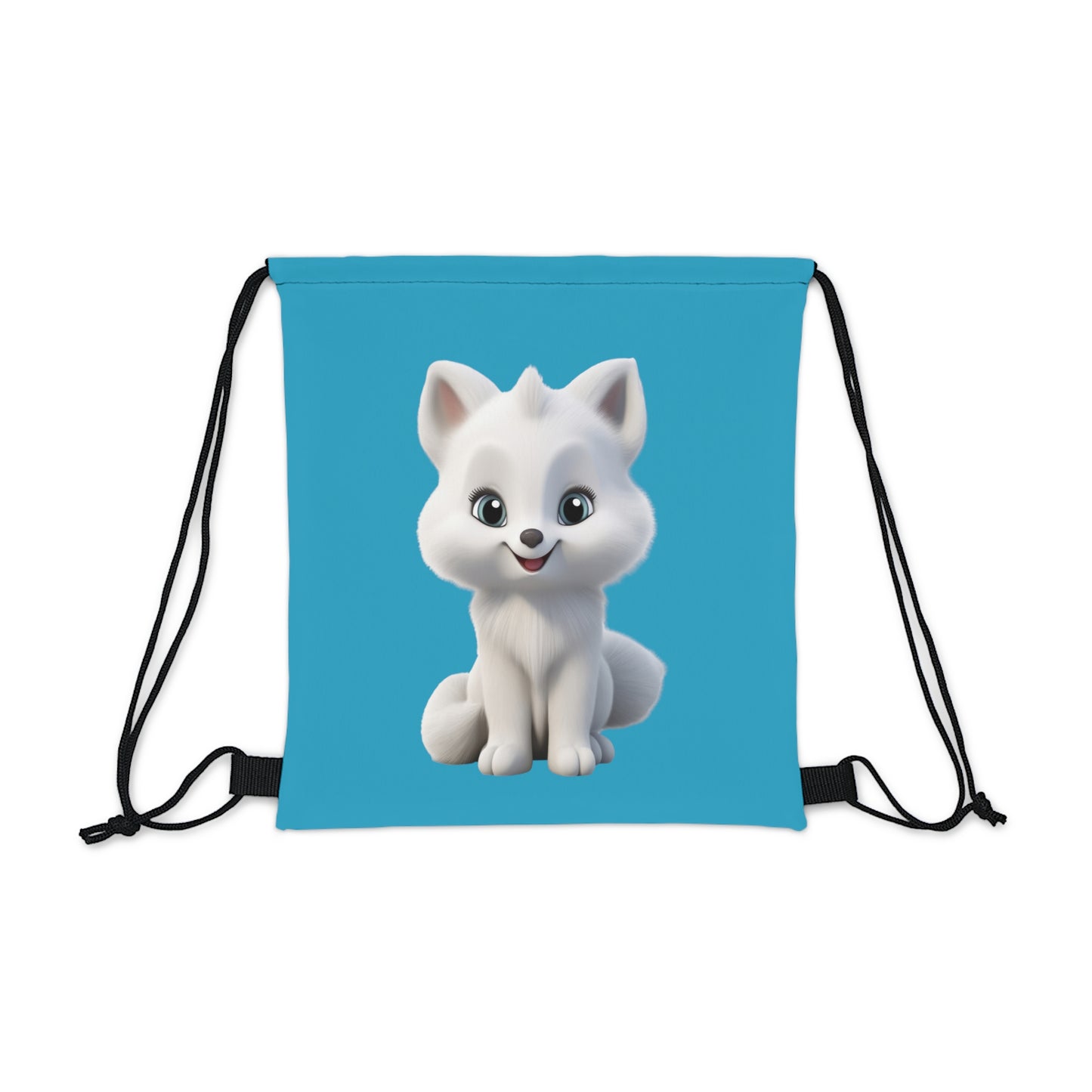 White Litte Fox Outdoor Drawstring Bag